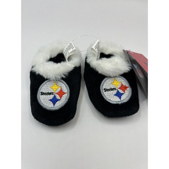 NEW Baby Slippers Booties Size 3/6 Months Pittsburgh Steelers Black Shoes Socks - Picture 3 of 7
